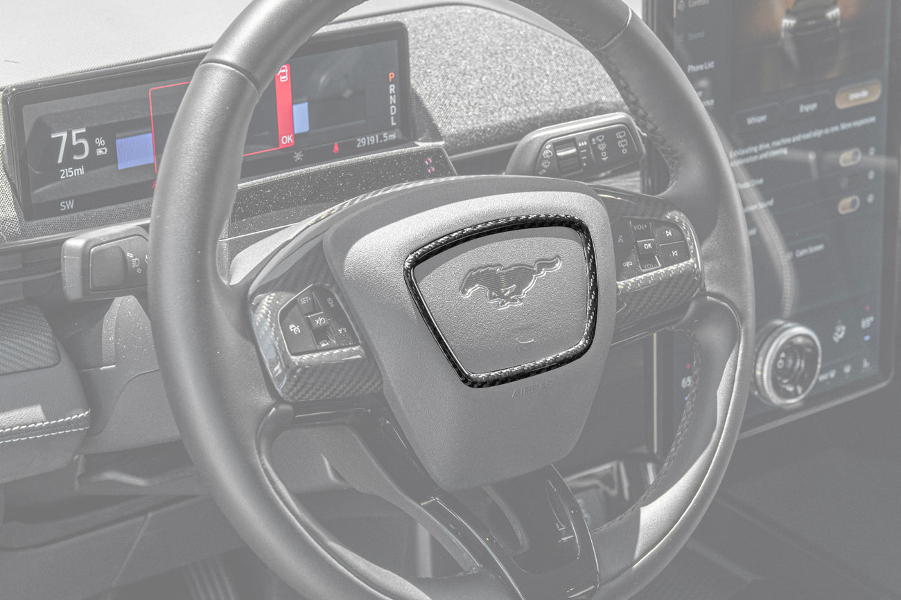 Ford Mustang Mach-E Factory Style Dry Carbon Fiber Steering Wheel Trim 2021-Up
