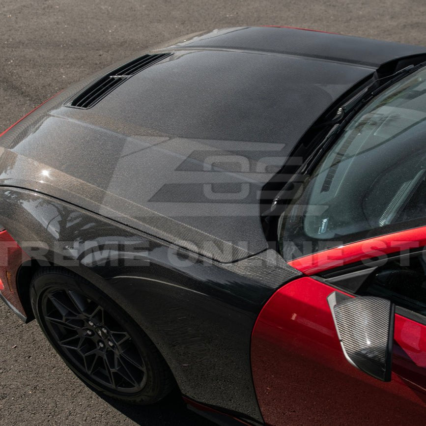 Ford Mustang S650 Factory Style Carbon Fiber Front Bumper Hood Cover 2024-Up