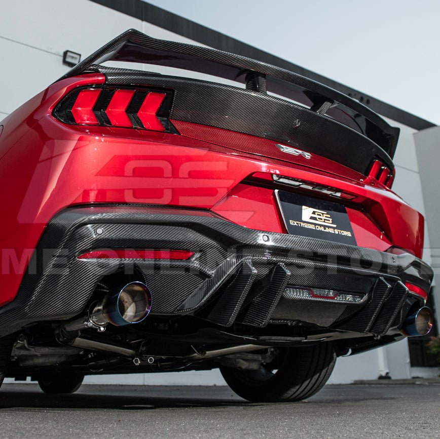 Ford Mustang S650 V2 Carbon Fiber Rear Bumper Dual Tip Diffuser 2024-Up