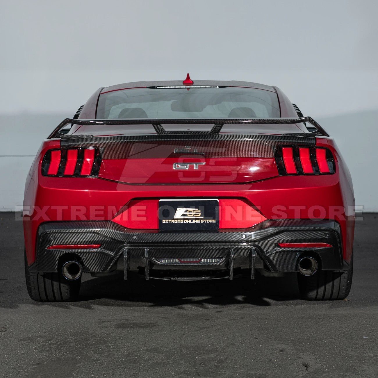 Ford Mustang S650 V2 Carbon Fiber Rear Bumper Dual Tip Diffuser 2024-Up