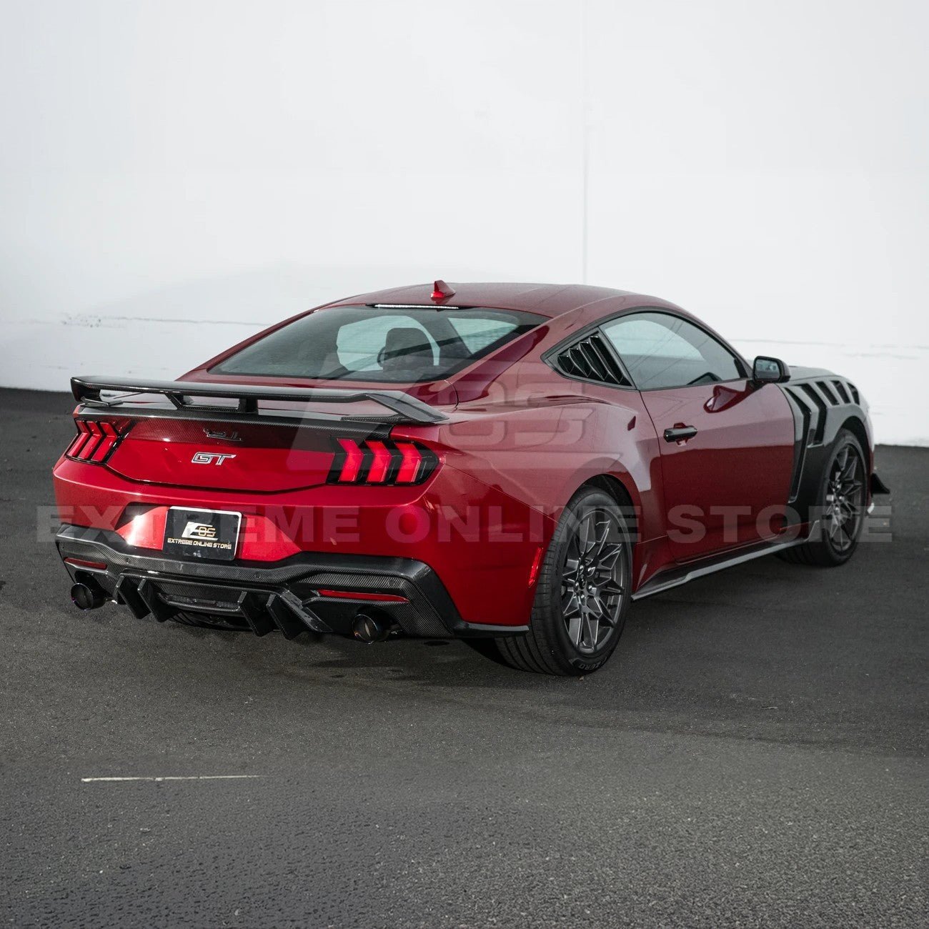 Ford Mustang S650 V2 Carbon Fiber Rear Bumper Dual Tip Diffuser 2024-Up