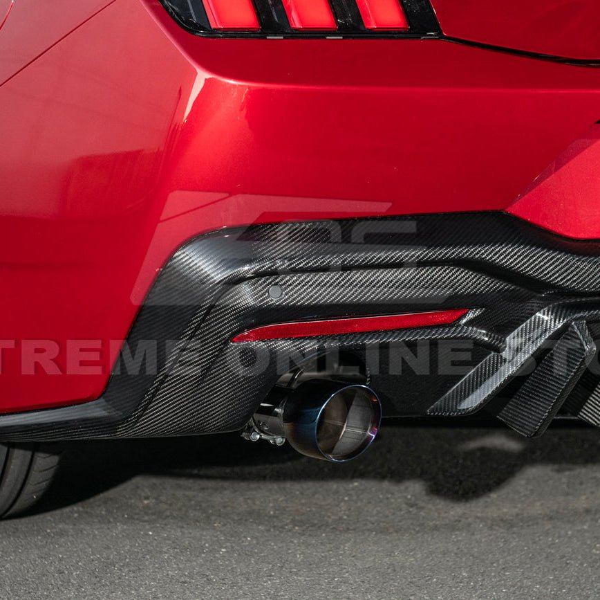 Ford Mustang S650 V2 Carbon Fiber Rear Bumper Dual Tip Diffuser 2024-Up