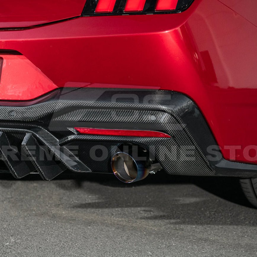 Ford Mustang S650 V2 Carbon Fiber Rear Bumper Dual Tip Diffuser 2024-Up
