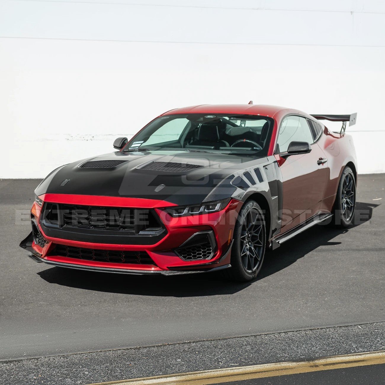Ford Mustang S650 GTD Style Carbon Fiber Front Bumper Hood 2024-Up