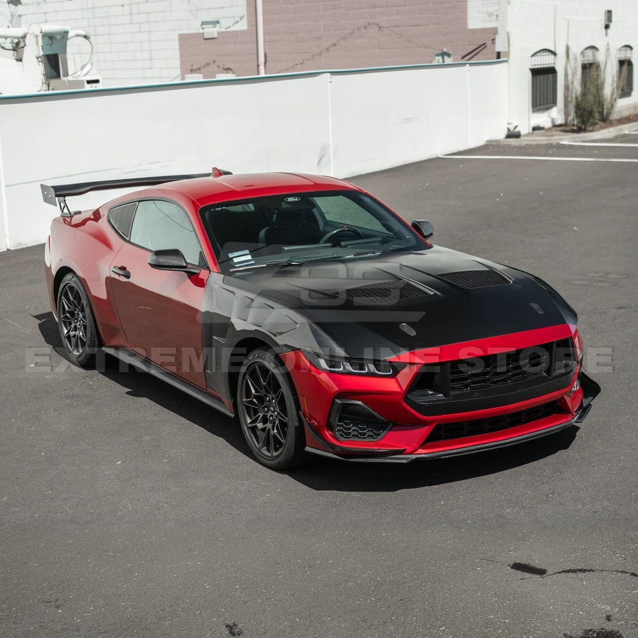 Ford Mustang S650 GTD Style Carbon Fiber Front Bumper Hood 2024-Up