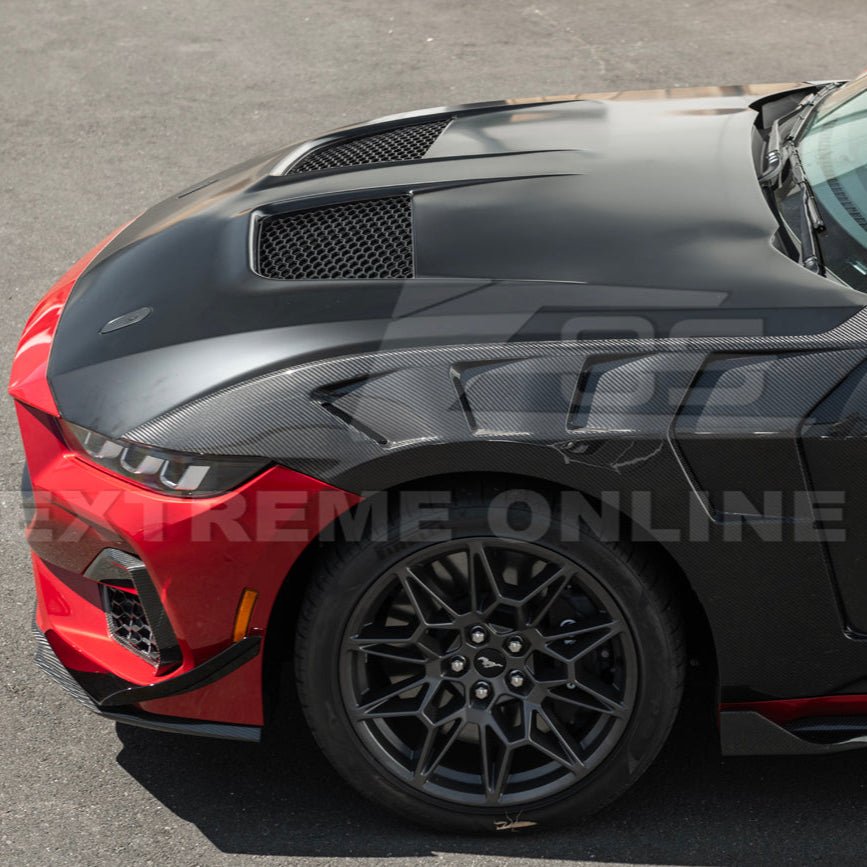 Ford Mustang S650 GTD Style Carbon Fiber Front Bumper Hood 2024-Up