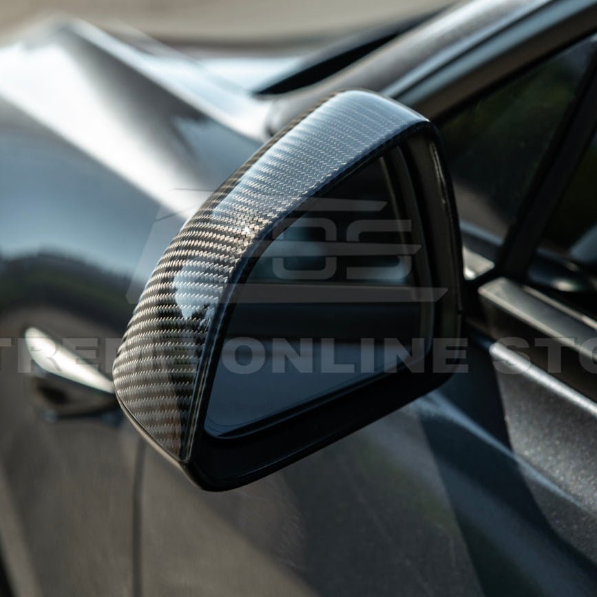 Tesla Model 3 Dry Carbon Fiber Tape On Side Mirror Cap Covers Pair 2024-Up