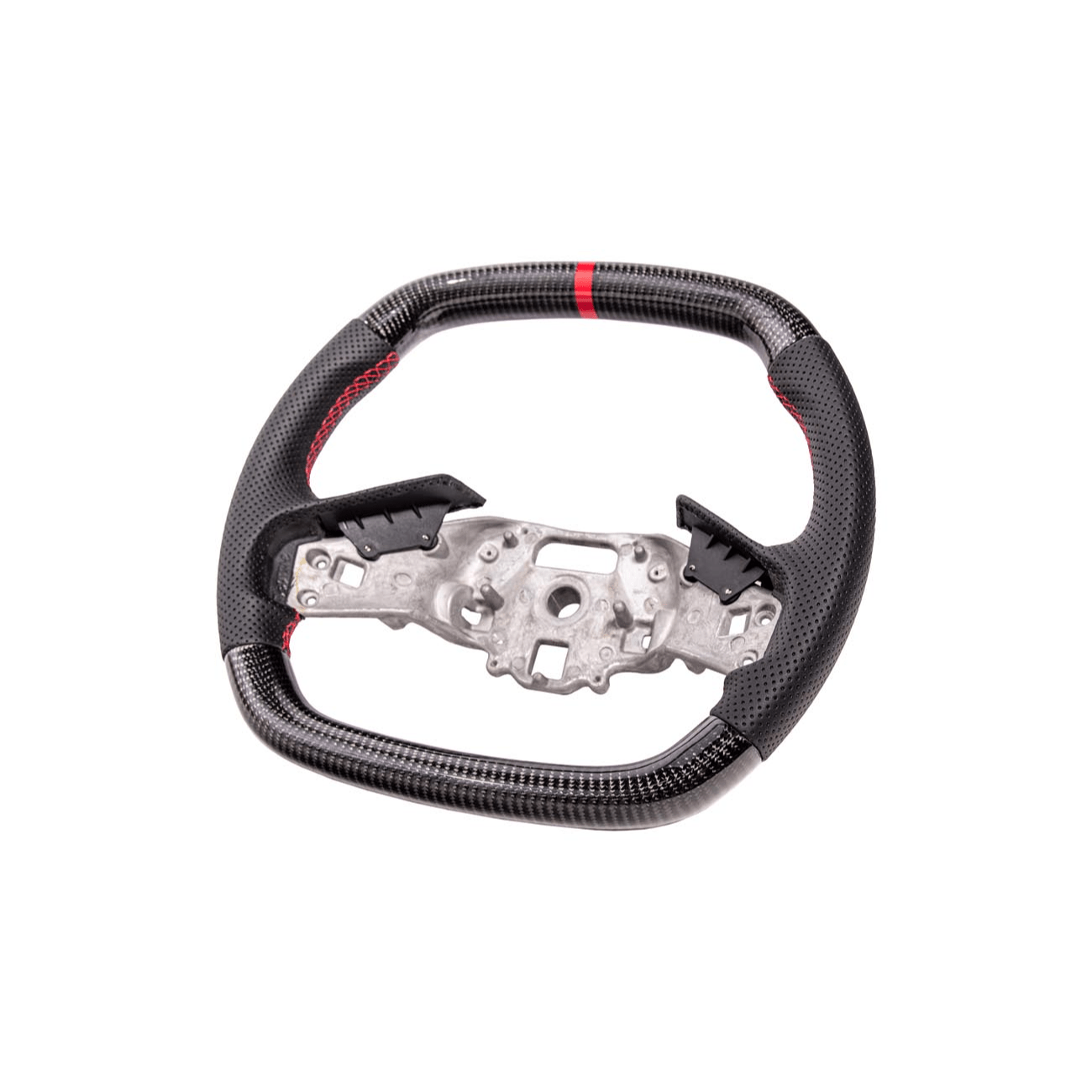 Chevrolet Corvette C8 Carbon Fiber Steering Wheel Perforated Leather Red Stripe 2020-2026