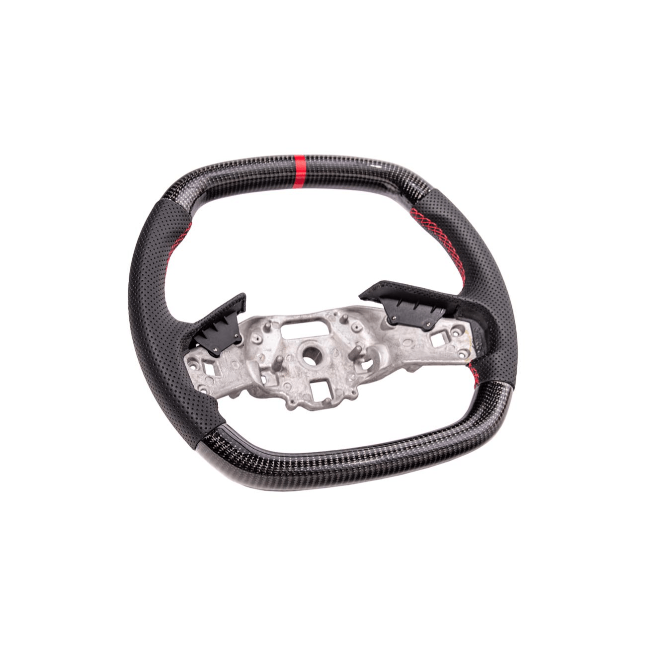 Chevrolet Corvette C8 Carbon Fiber Steering Wheel Perforated Leather Red Stripe 2020-2026