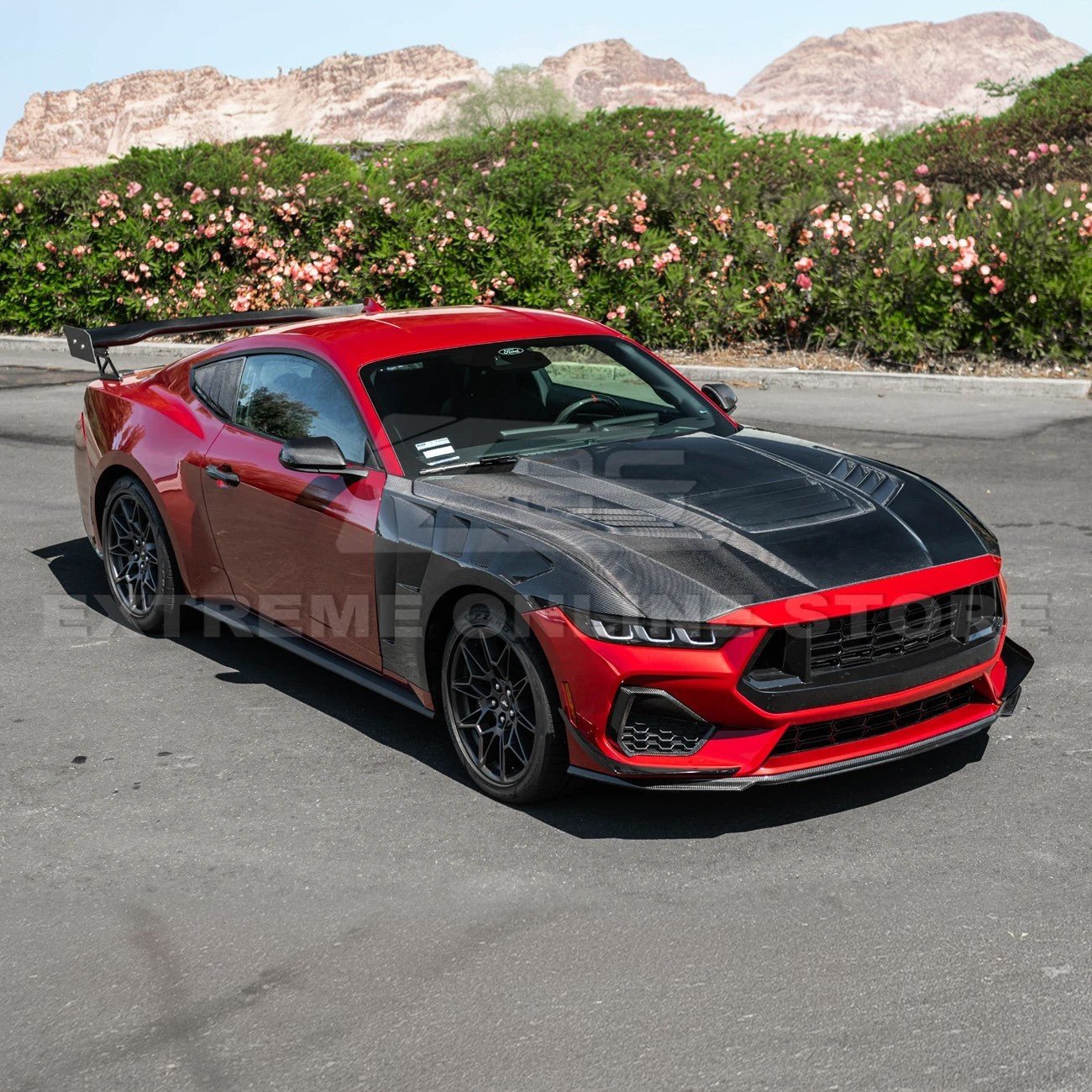Ford Mustang S650 Super Snake Style Carbon Fiber Front Hood Vented Cover 2024-Up