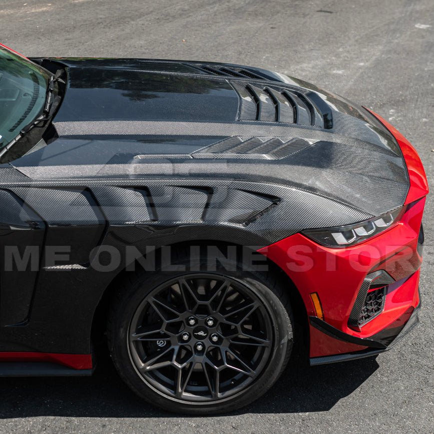 Ford Mustang S650 Super Snake Style Carbon Fiber Front Hood Vented Cover 2024-Up