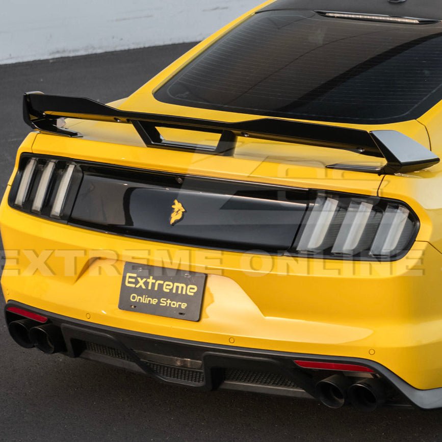Ford Mustang S550 Dark Horse Style Black Rear Trunk Lid Wing Spoiler with Wickerbill 2015-2023