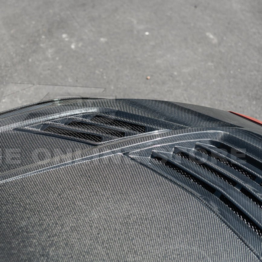 Ford Mustang S650 Super Snake Style Carbon Fiber Front Hood Vented Cover 2024-Up