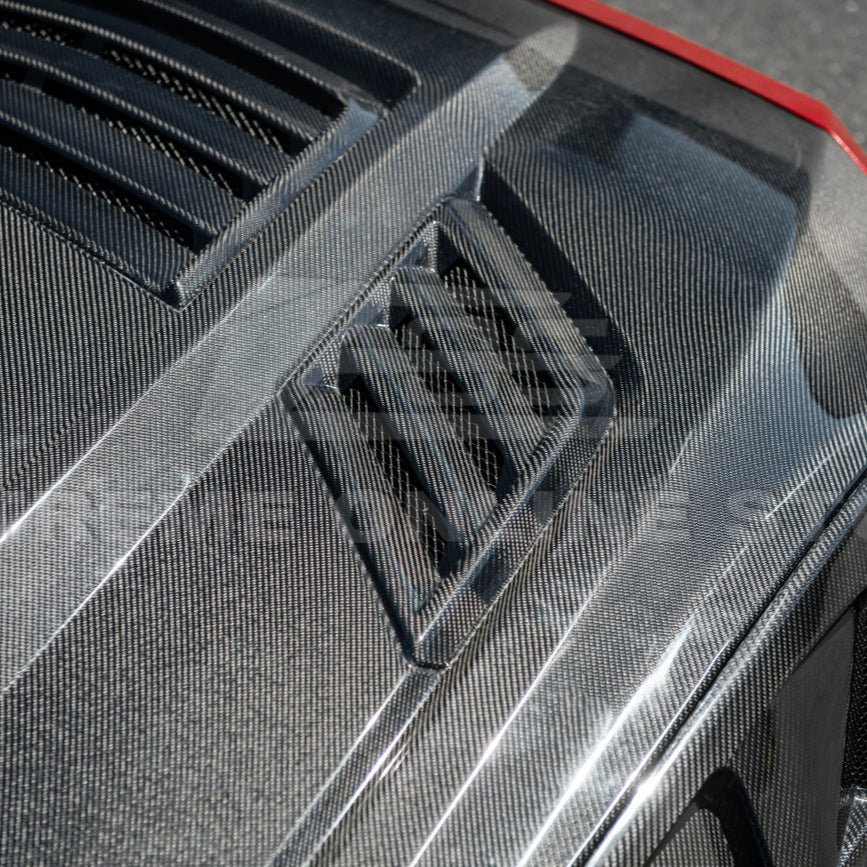 Ford Mustang S650 Super Snake Style Carbon Fiber Front Hood Vented Cover 2024-Up