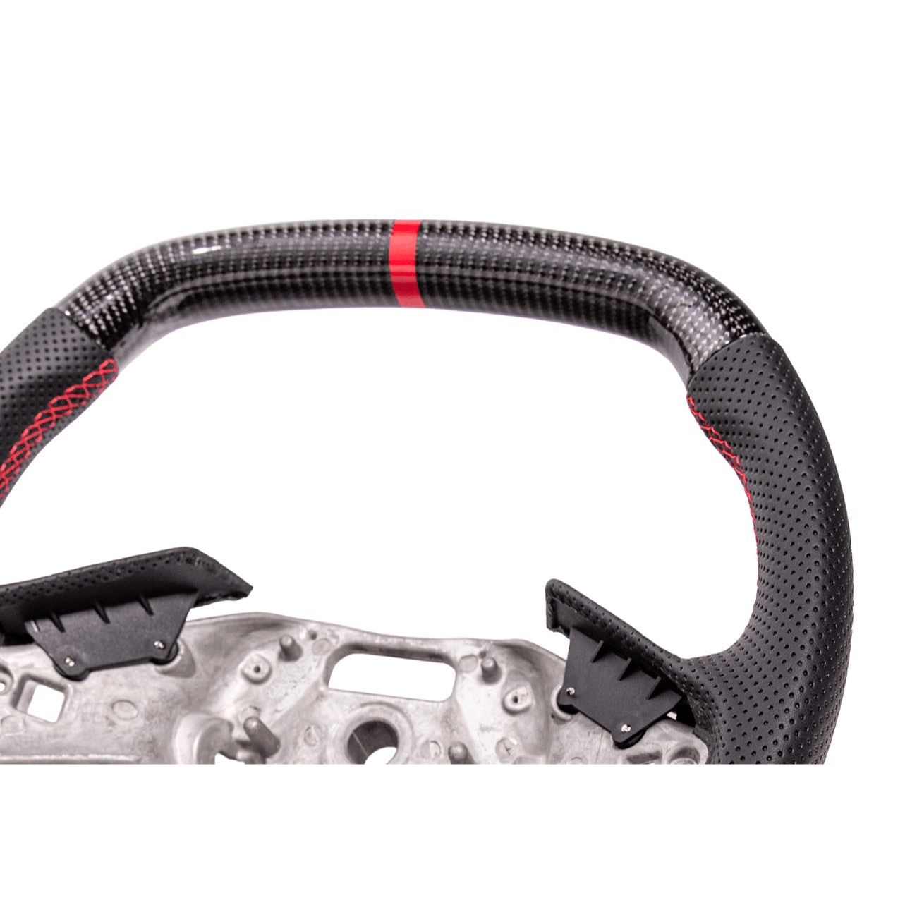 Chevrolet Corvette C8 Carbon Fiber Steering Wheel Perforated Leather Red Stripe 2020-2026