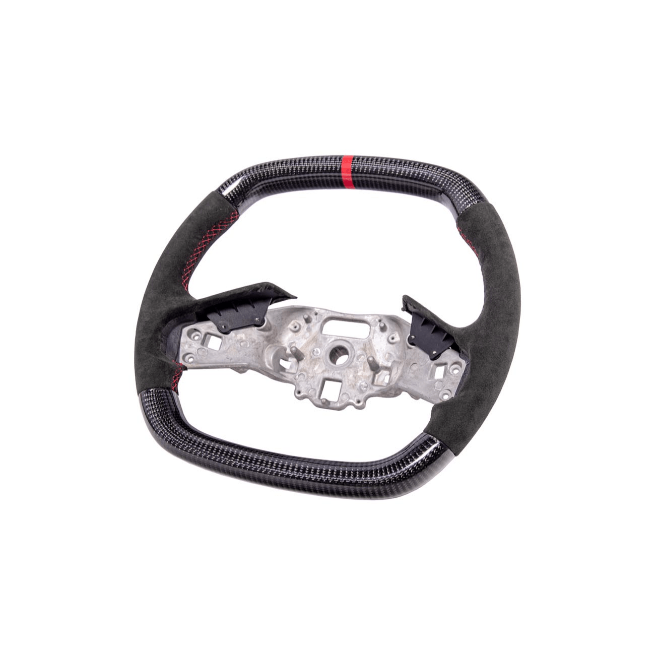 Corvette C8 CARBON FIBER Alcantara Leather Red Stripe Steering Wheel