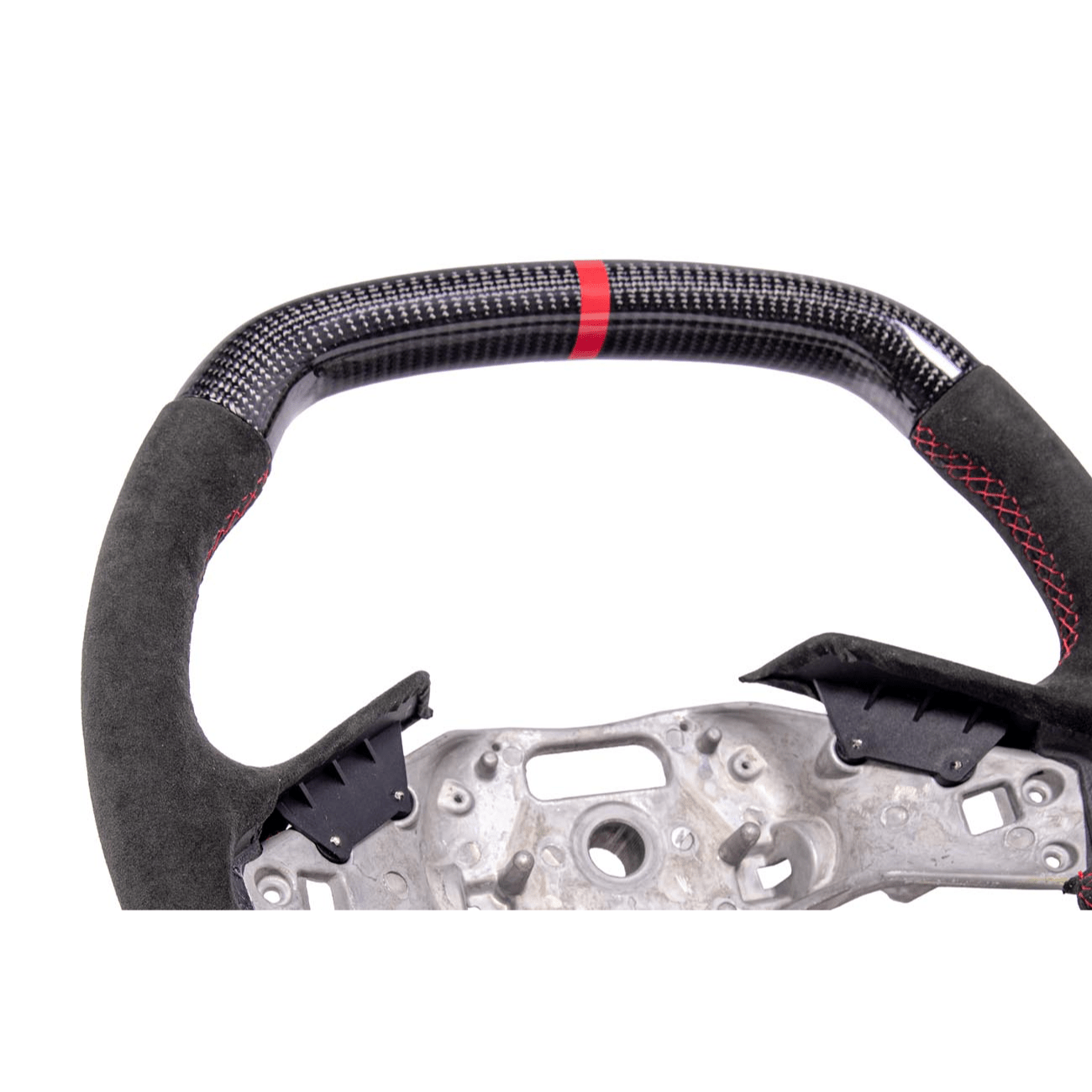 Corvette C8 CARBON FIBER Alcantara Leather Red Stripe Steering Wheel