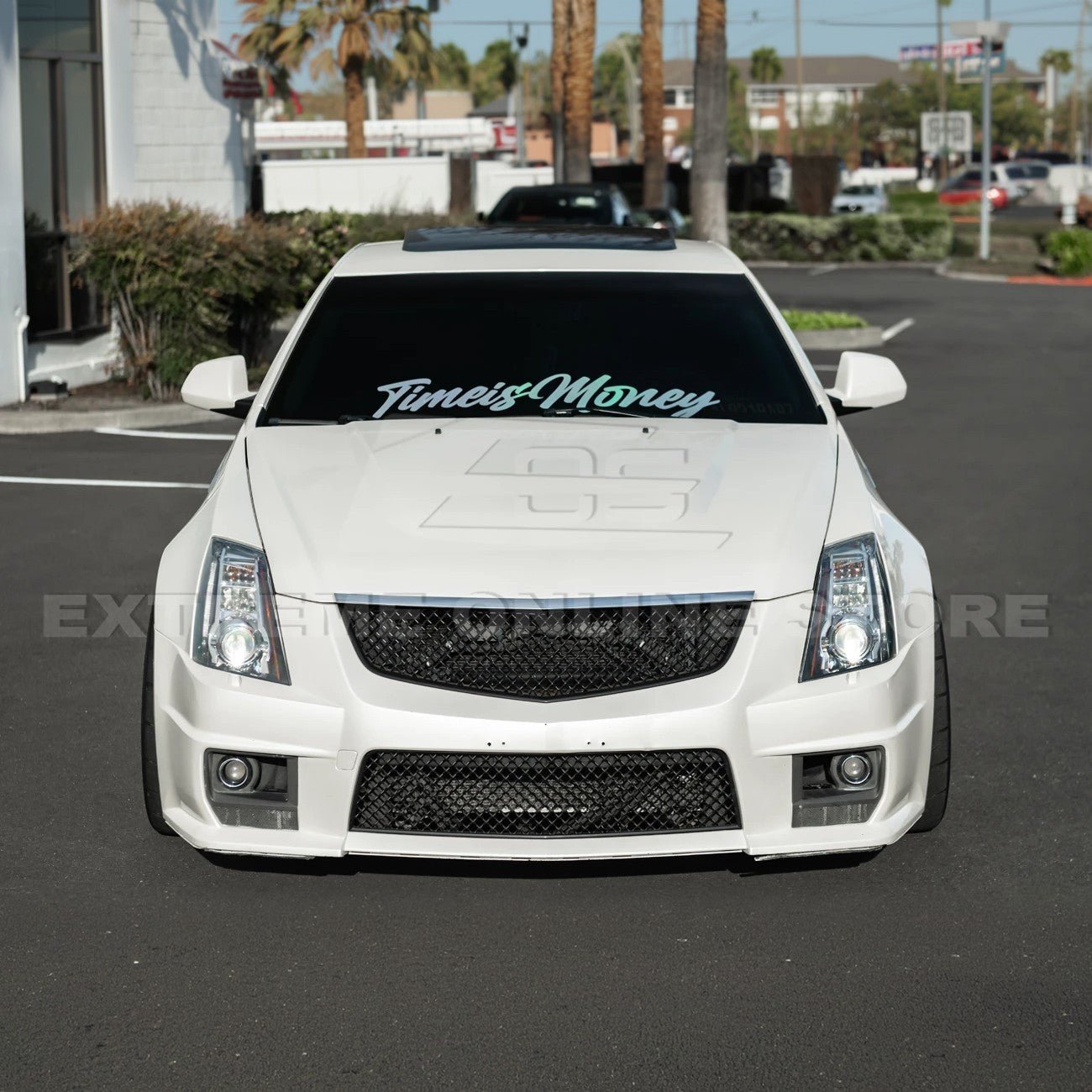 Cadillac CTS-V Diamond Mesh Badgeless Front Upper Lower Grille Set Matte Black 2009-2015
