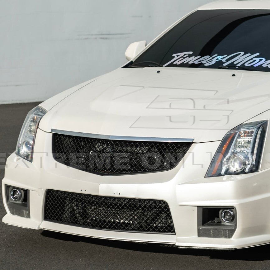 Cadillac CTS-V Diamond Mesh Badgeless Front Upper Lower Grille Set Matte Black 2009-2015