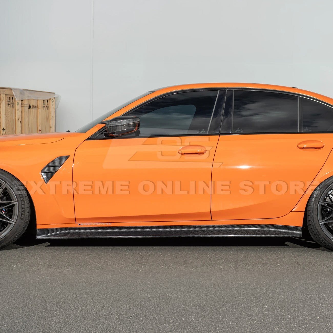 BMW G80 M3 3D Style Carbon Fiber Side Skirt Extensions 2021-Up