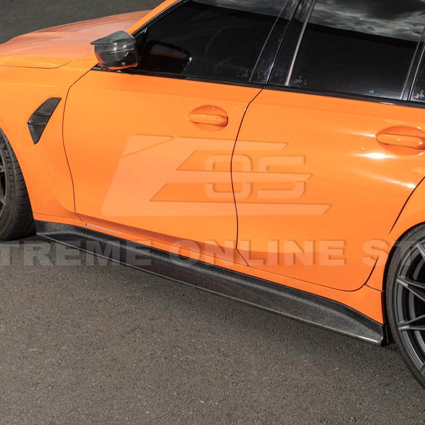 BMW G80 M3 3D Style Carbon Fiber Side Skirt Extensions 2021-Up