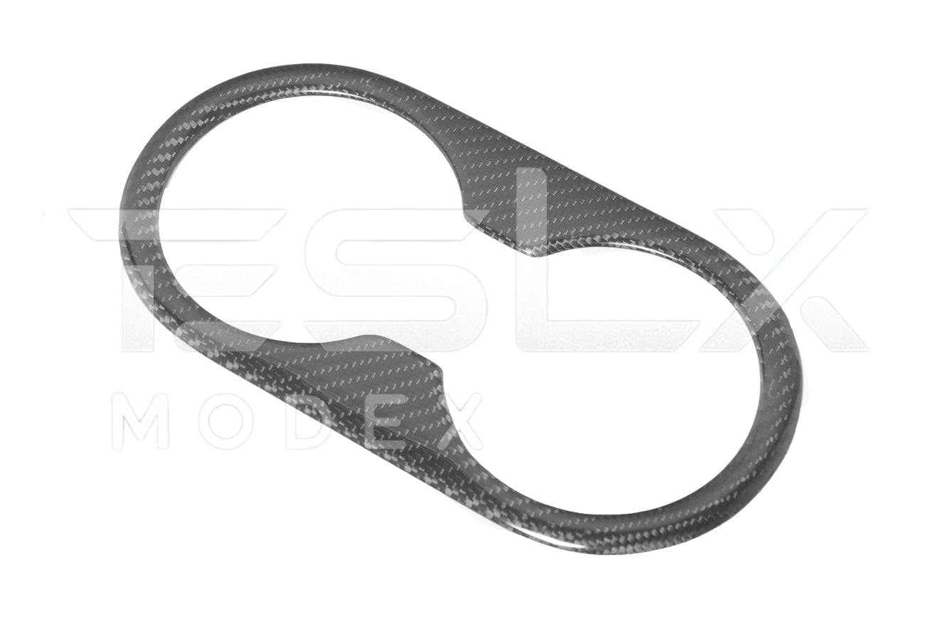 Tesla Model 3 Model Y Carbon Fiber Interior Rear Cup Holder Frame Cover 2020-2024