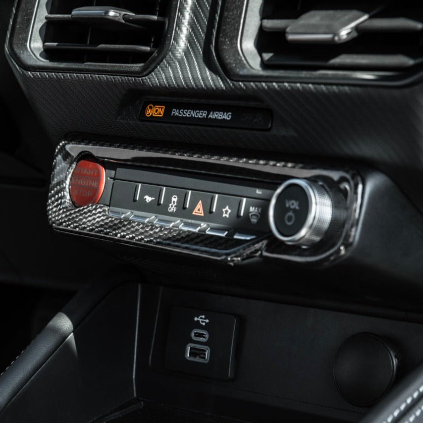 Ford Mustang S650 Factory Style Dry Carbon Fiber AC Control Panel Cover 2024-Up