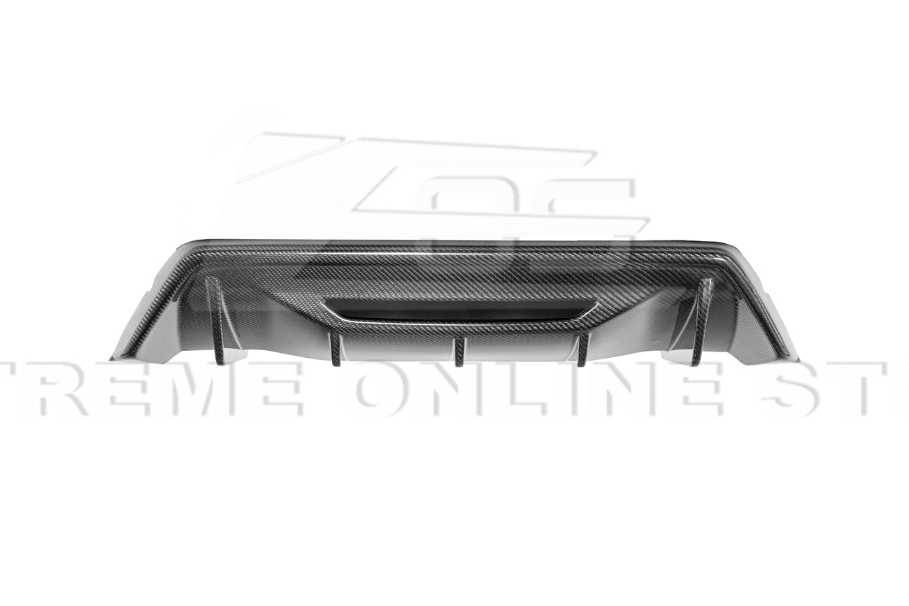 Ford Mustang S650 Performance Style Dry Carbon Fiber Rear Finned Bumper Diffuser 2024-Up