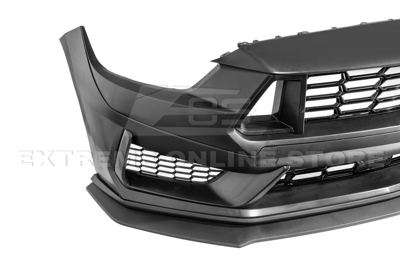 Ford Mustang S550 Dark Horse Style Primed Black Front Upper Lower Grille Lip 2018-2023