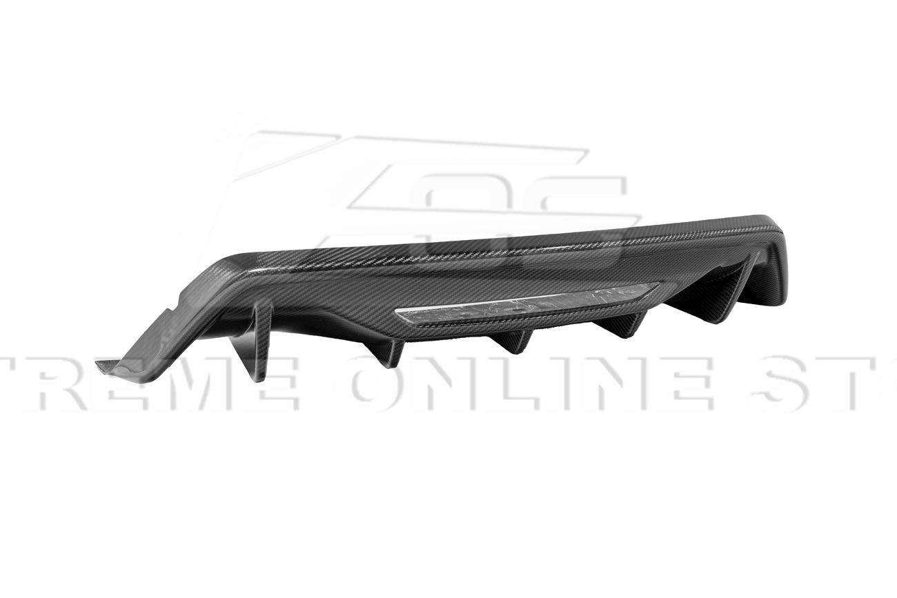 Ford Mustang S650 Performance Style Dry Carbon Fiber Rear Finned Bumper Diffuser 2024-Up