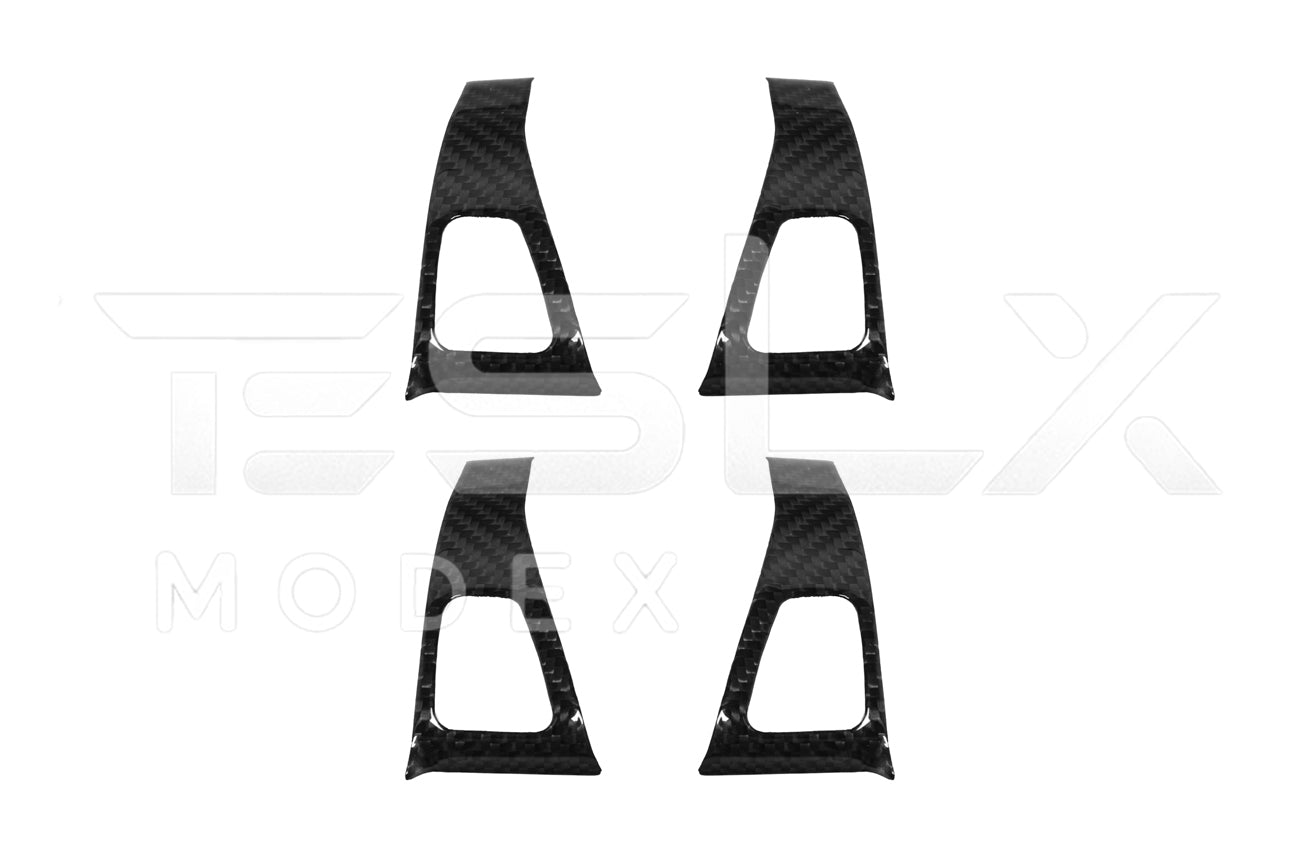 Tesla Model 3 Model Y Carbon Fiber Interior Door Glass Lifting Panel Cover 2020-2024