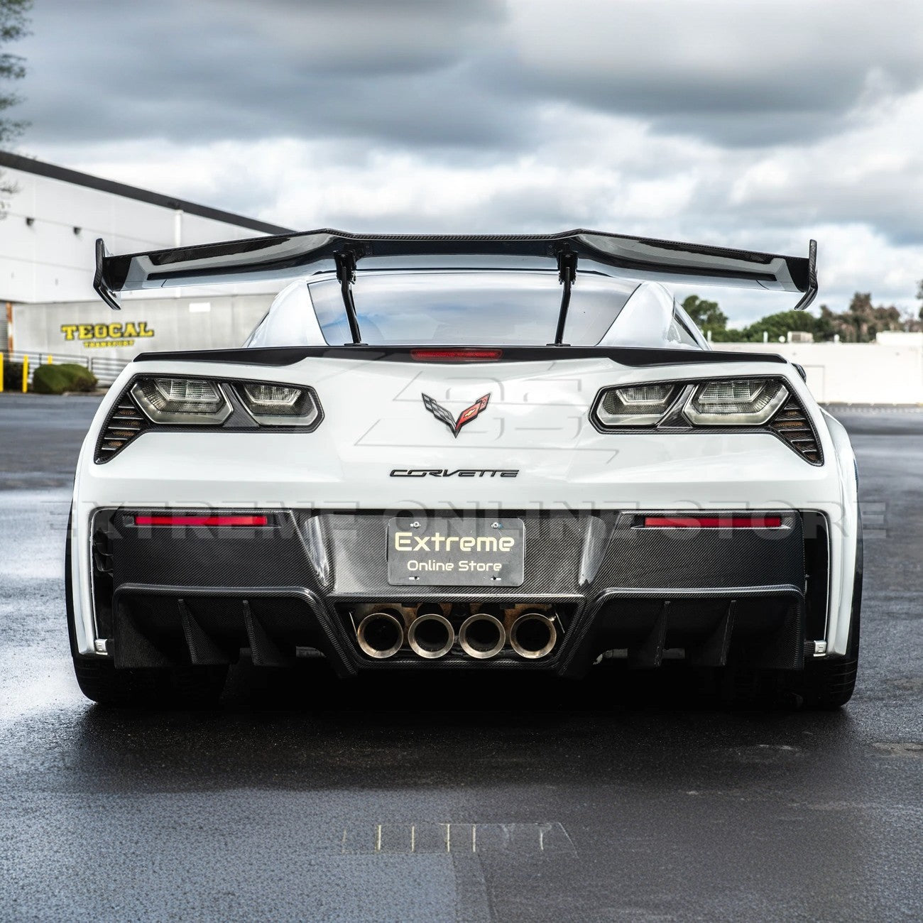 Chevrolet Corvette C7 ZR1 ZTK Style Carbon Fiber High Wing Rear Spoiler Kit 2014-2019