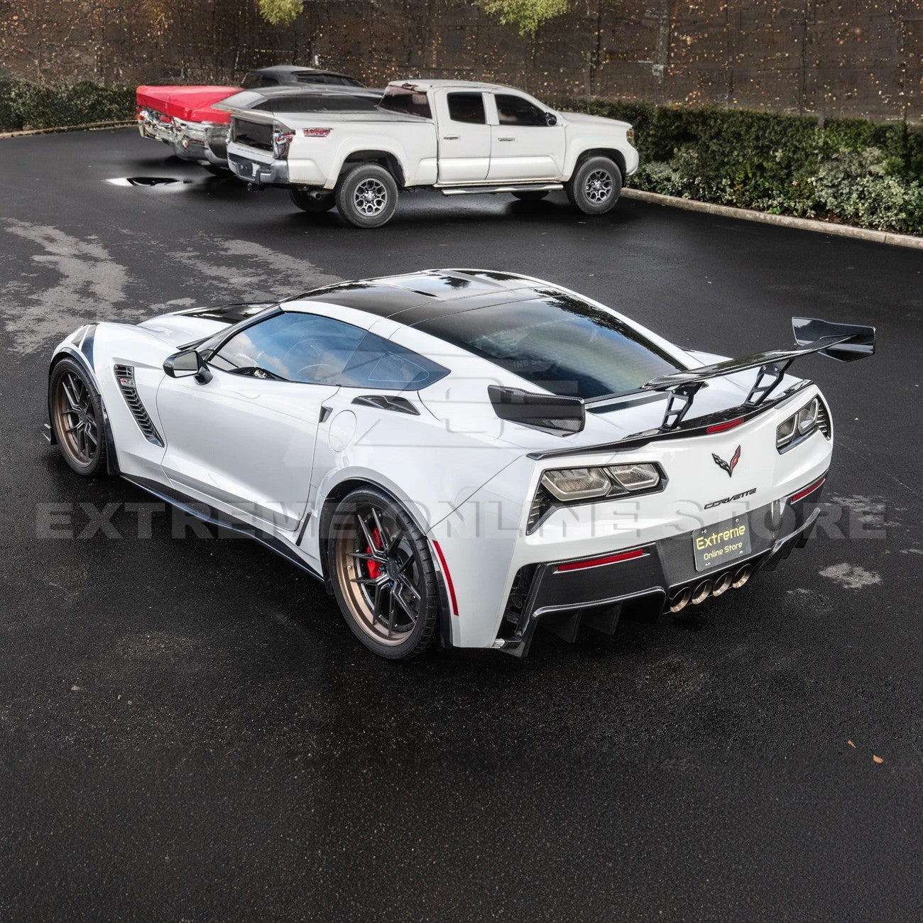 Chevrolet Corvette C7 ZR1 ZTK Style Carbon Fiber High Wing Rear Spoiler Kit 2014-2019