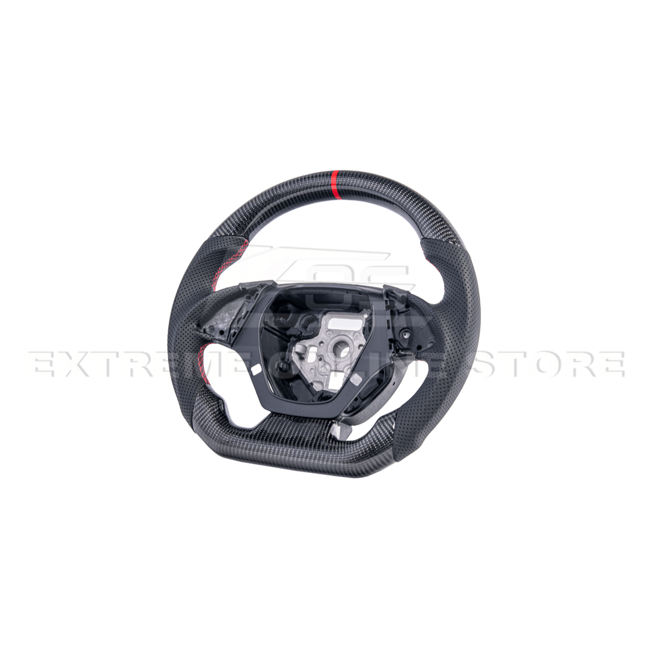 Chevrolet Camaro Carbon Fiber Steering Wheel Perforated Leather Red Stripe 2016-2024