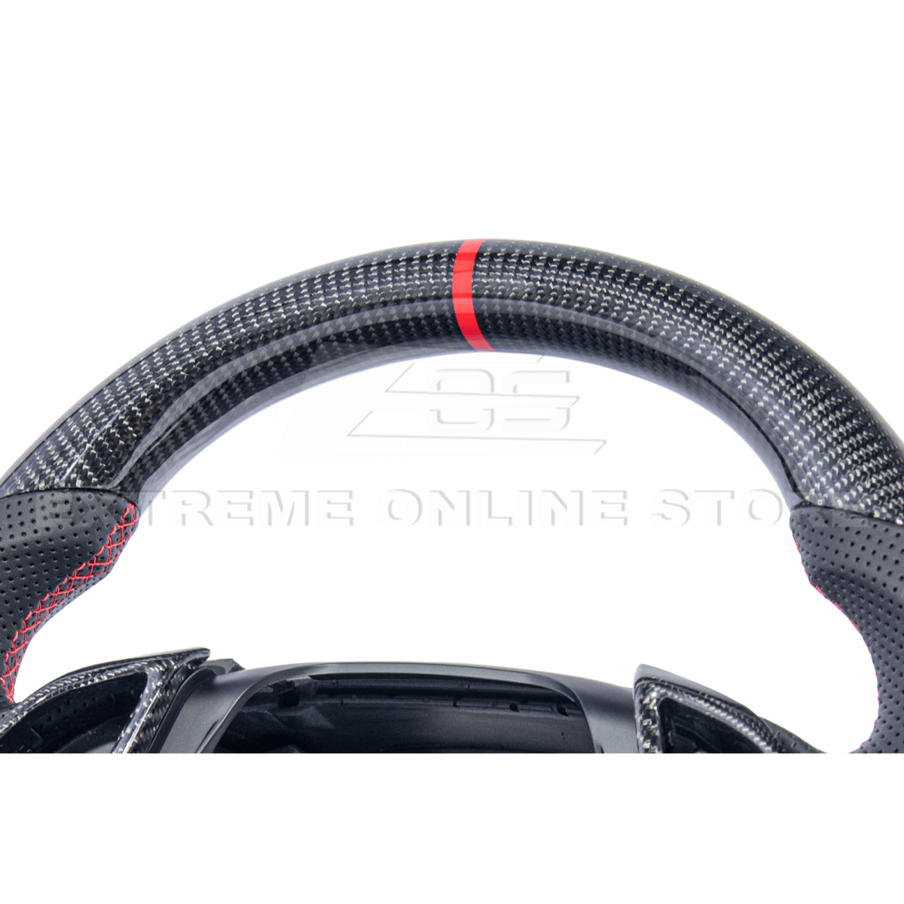 Chevrolet Camaro Carbon Fiber Steering Wheel Perforated Leather Red Stripe 2016-2024