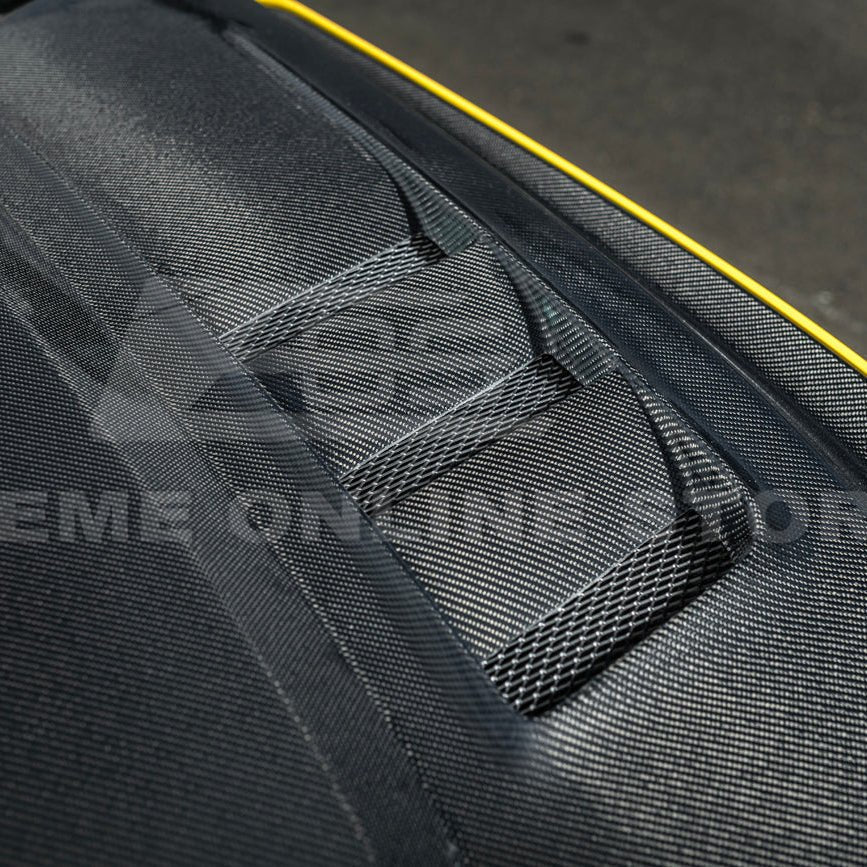 Ford Mustang S550 Terminator Style Carbon Fiber Front Hood Vented Cover 2015-20172015-17 Ford Mustang Terminator Style Front Hood Vented Cover