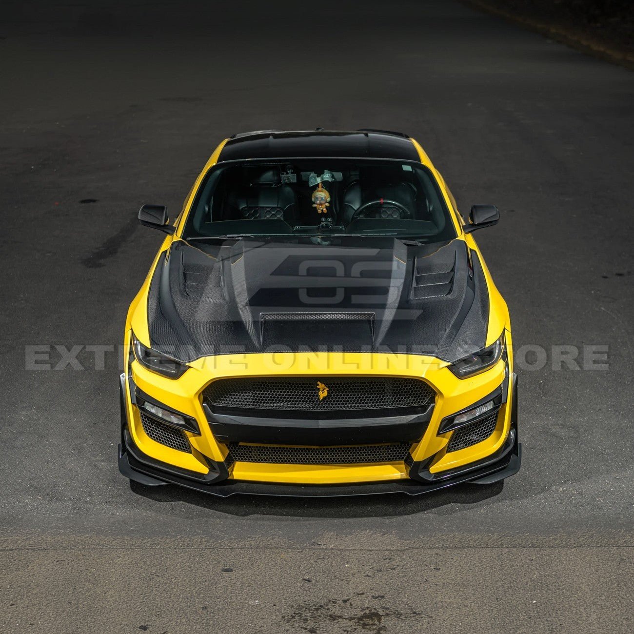 Ford Mustang S550 Terminator Style Carbon Fiber Front Hood Vented Cover 2015-20172015-17 Ford Mustang Terminator Style Front Hood Vented Cover