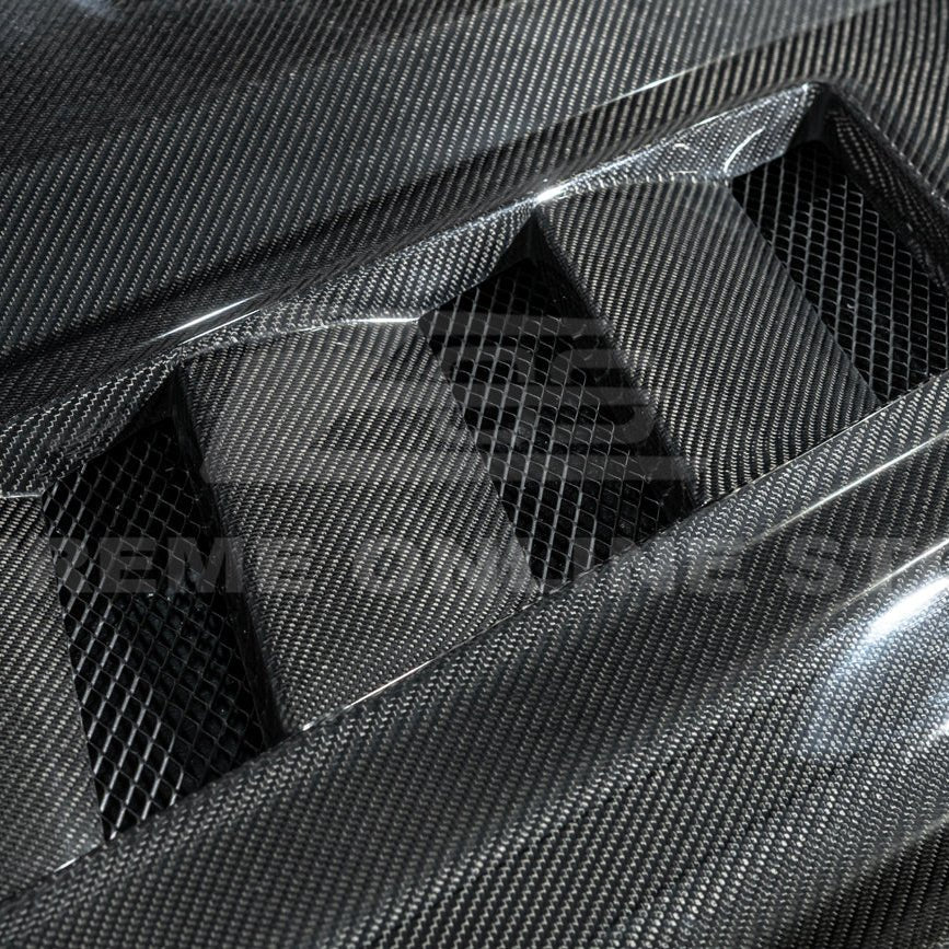 Ford Mustang S550 Terminator Style Carbon Fiber Front Hood Vented Cover 2015-20172015-17 Ford Mustang Terminator Style Front Hood Vented Cover