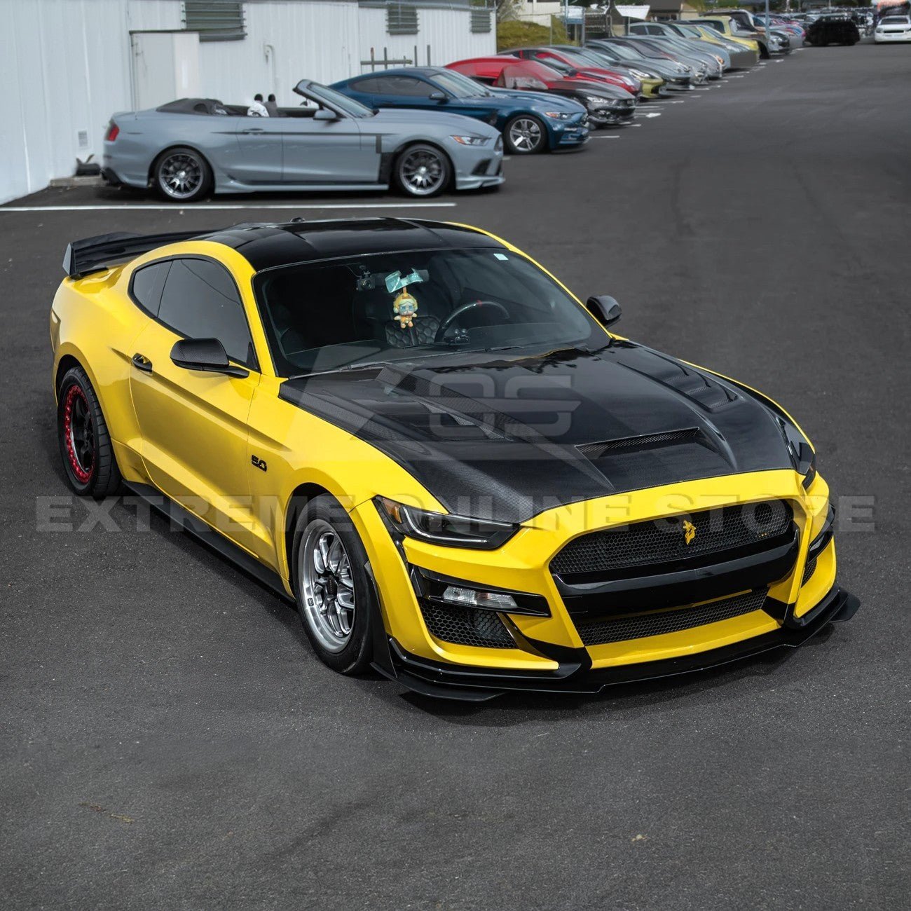 Ford Mustang S550 Terminator Style Carbon Fiber Front Hood Vented Cover 2015-20172015-17 Ford Mustang Terminator Style Front Hood Vented Cover