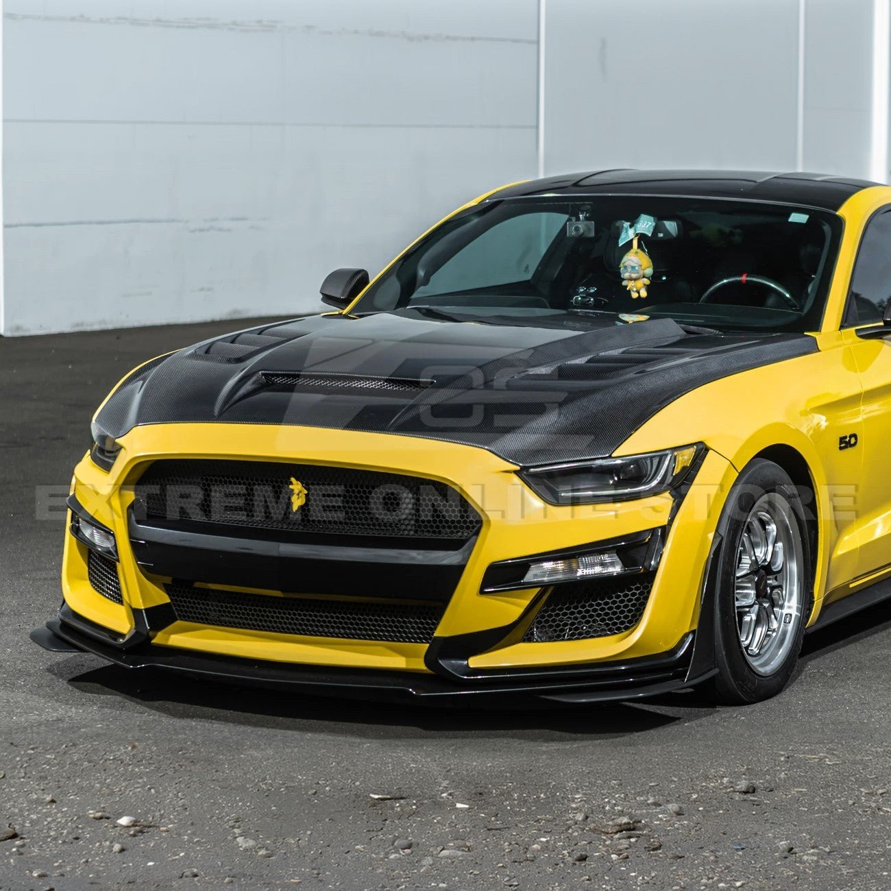 Ford Mustang S550 Terminator Style Carbon Fiber Front Hood Vented Cover 2015-20172015-17 Ford Mustang Terminator Style Front Hood Vented Cover
