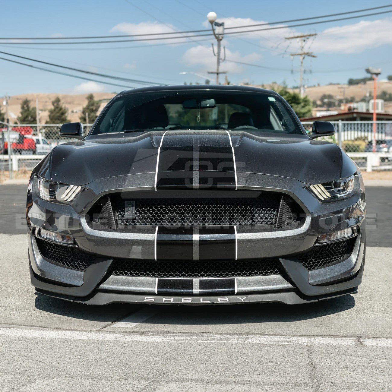Ford Mustang S550 GT350 Style Dry Carbon Fiber Front Fog Light Eyebrow Covers 2015-2020