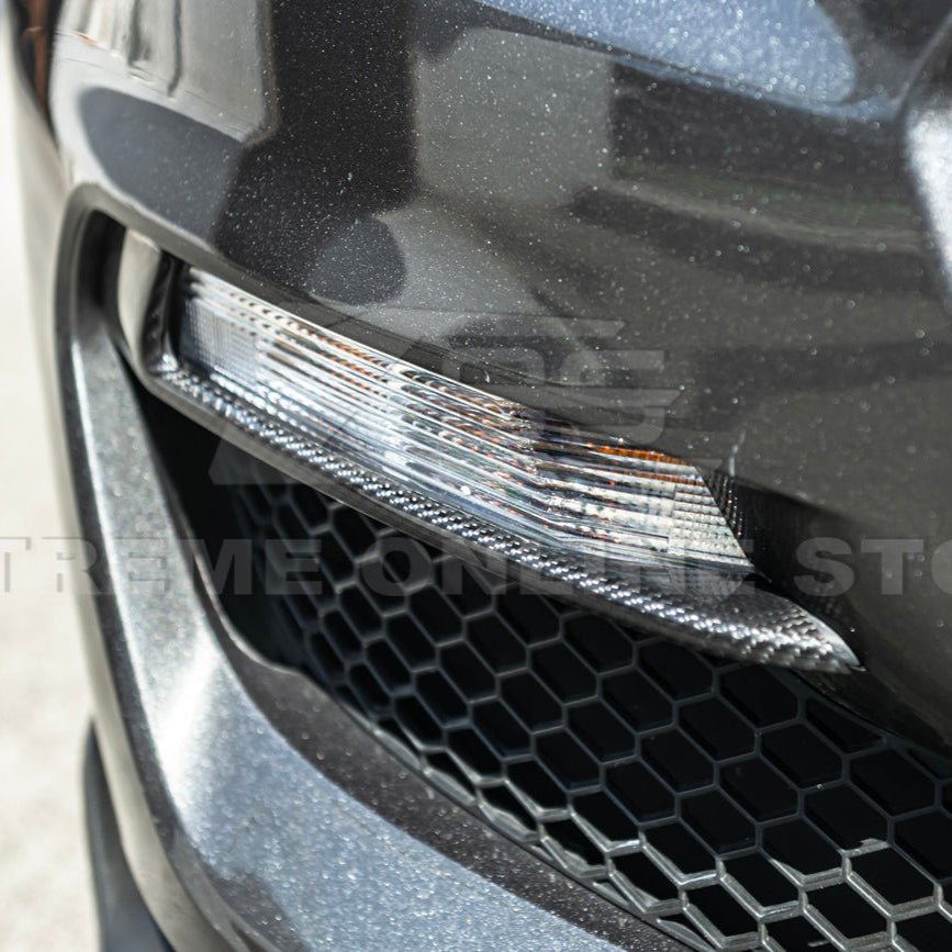 Ford Mustang S550 GT350 Style Dry Carbon Fiber Front Fog Light Eyebrow Covers 2015-2020