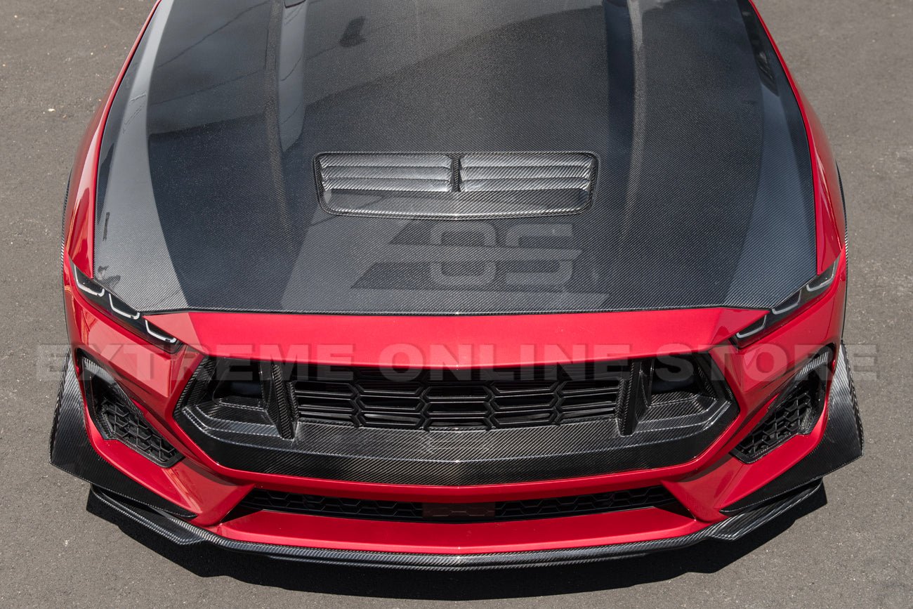 Ford Mustang S650 Dark Horse Style Carbon Fiber Front Upper Grille Cover 2024-Up