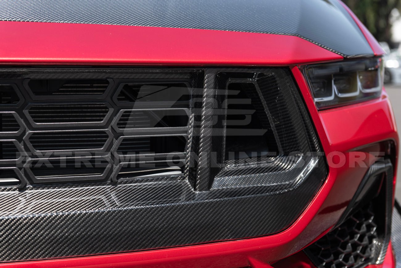 Ford Mustang S650 Dark Horse Style Carbon Fiber Front Upper Grille Cover 2024-Up