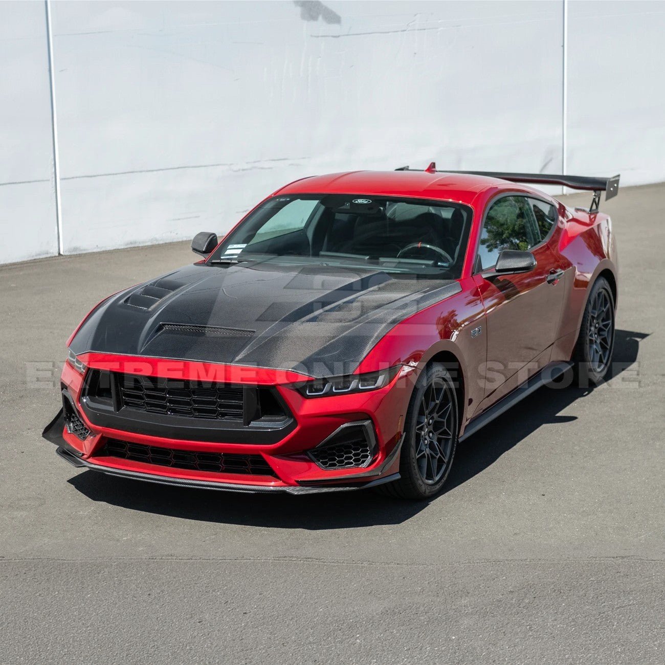 Ford Mustang S650 Terminator Style Carbon Fiber Front Bumper Hood Vented Cover 2024-Present