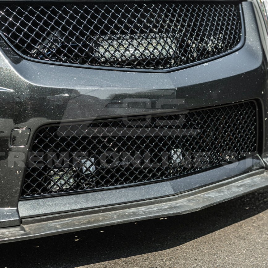 Cadillac CTS-V Diamond Mesh Badgeless Front Upper Lower Grille Set Matte Black 2009-2015