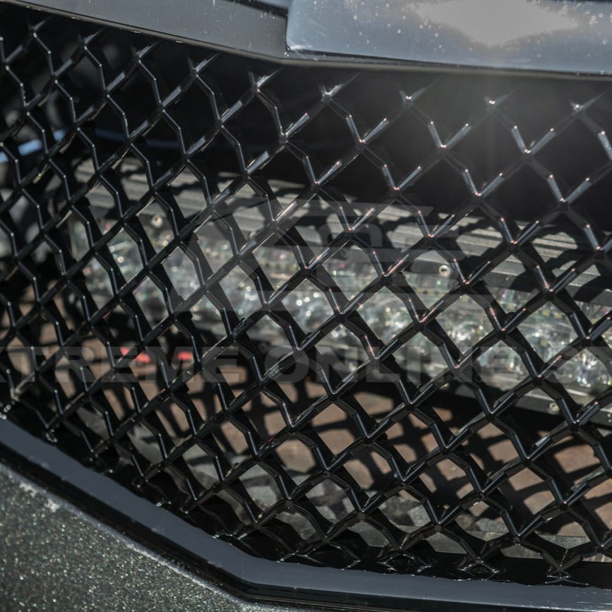 Cadillac CTS-V Diamond Mesh Badgeless Front Upper Lower Grille Set Matte Black 2009-2015
