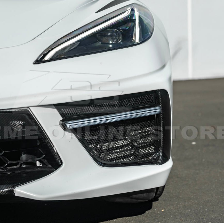 Chevrolet Corvette C8 Sequential LED DRL Light Bar Bezel Insert Carbon Flash Metallic 2020-Up