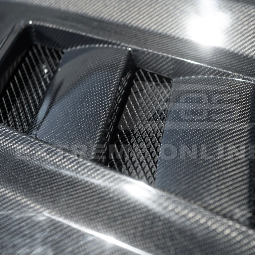 Ford Mustang S650 Terminator Style Carbon Fiber Front Bumper Hood Vented Cover 2024-Present