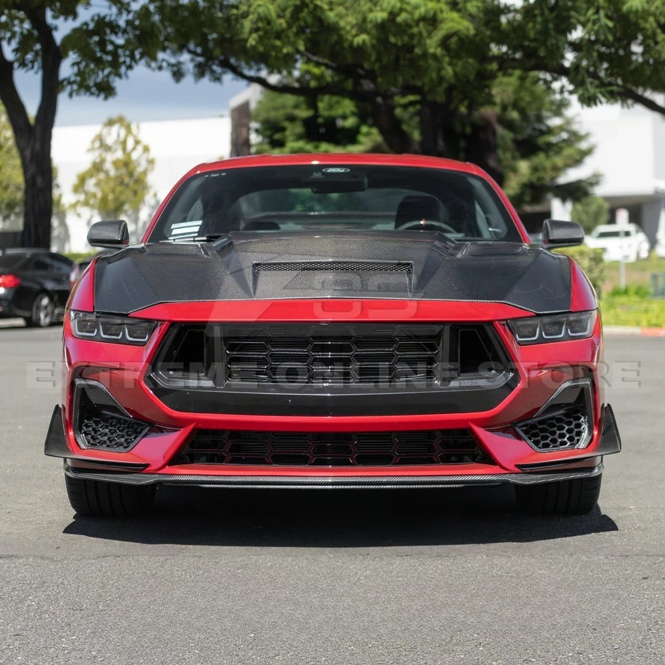 Ford Mustang S650 Terminator Style Carbon Fiber Front Bumper Hood Vented Cover 2024-Present
